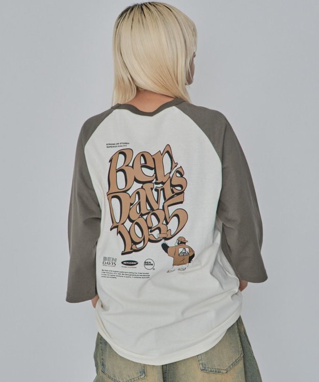 WEGO 【ユニセックス着用ITEM/MLサイズ展開】別注BENDAVISグラフィックラグランT（7S） ホワイトアイボリー