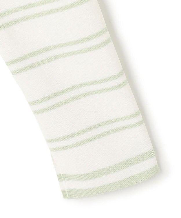 ICB 【洗える】 ハイブリッドボーダー ニットプルオーバー クリアホワイト×メロン系