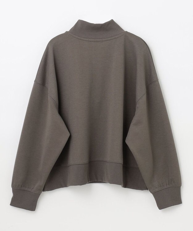 ANY 【洗濯機可】クロップド丈ダンボールハーフジッププルオーバー モカ