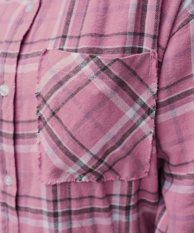 WEGO チェックBIGネルシャツ ピンク