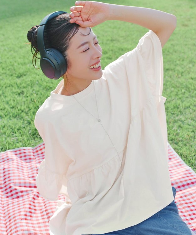 Tiaclasse 【新色追加】ギャザー切り替えフレアプルオーバー アイボリー