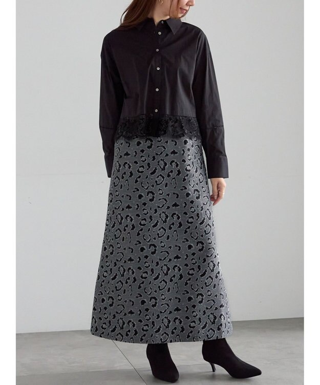 Te chichi スカラップレース切替シャツブラウス ブラック