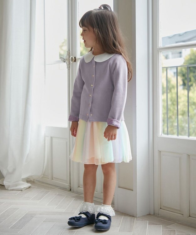 ANY KIDS スナップボタンカーディガン ラベンダー