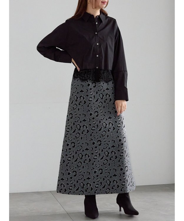 Te chichi スカラップレース切替シャツブラウス ブラック