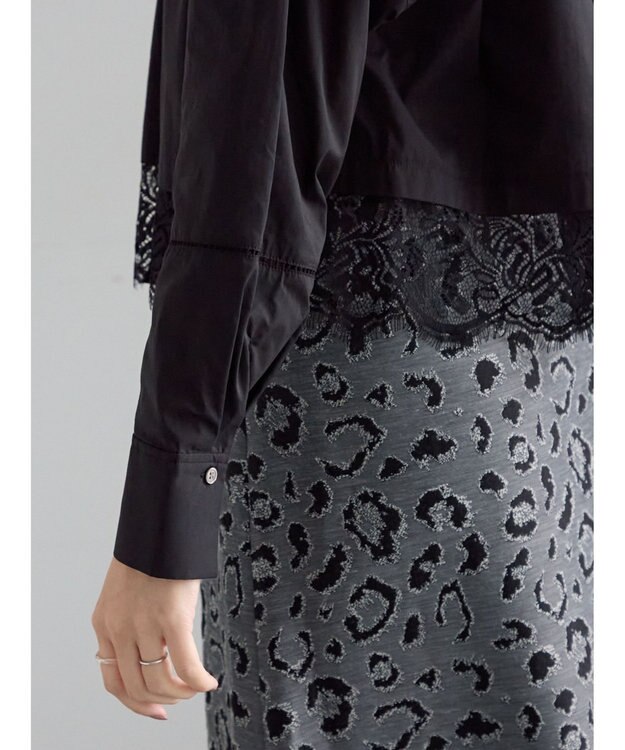 Te chichi スカラップレース切替シャツブラウス ブラック