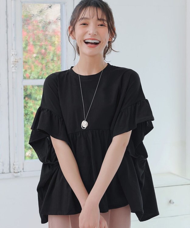 Tiaclasse 【新色追加】ギャザー切り替えフレアプルオーバー アイボリー