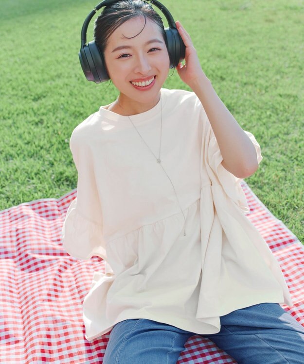 Tiaclasse 【新色追加】ギャザー切り替えフレアプルオーバー アイボリー