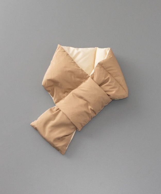 AURORA WEB限定 リバーシブル差込 ダウン マフラー ライトベージュ×モカ