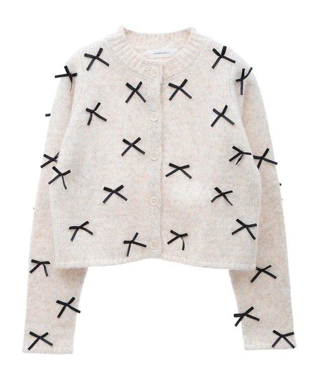 Green Parks ・ＡＮＤＳＥＡＲＣＨ　メニーリボンニットカーディガン Beige