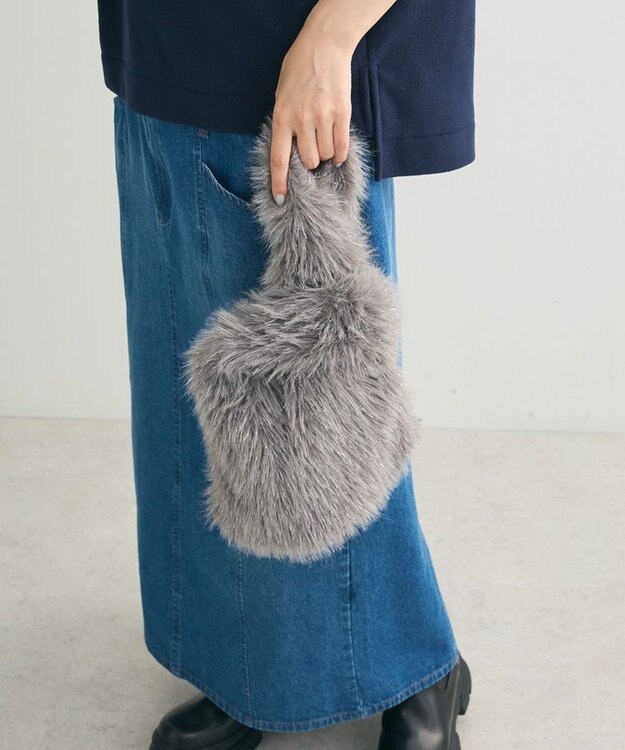 Green Parks ａｎｄｍｉｋｋａ　２ｗａｙキラキラファーミニバッグ Gray