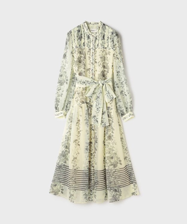 GRACE CONTINENTAL フラワープリントティアードワンピース イエロー