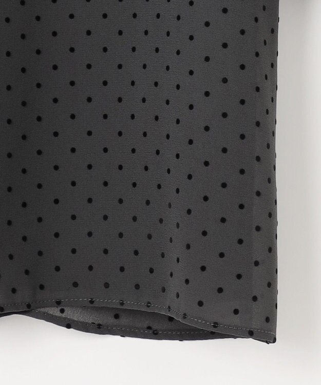 J.PRESS LADIES L 【洗える】ドットフロッキープリント フレア カットソー スレートベース系