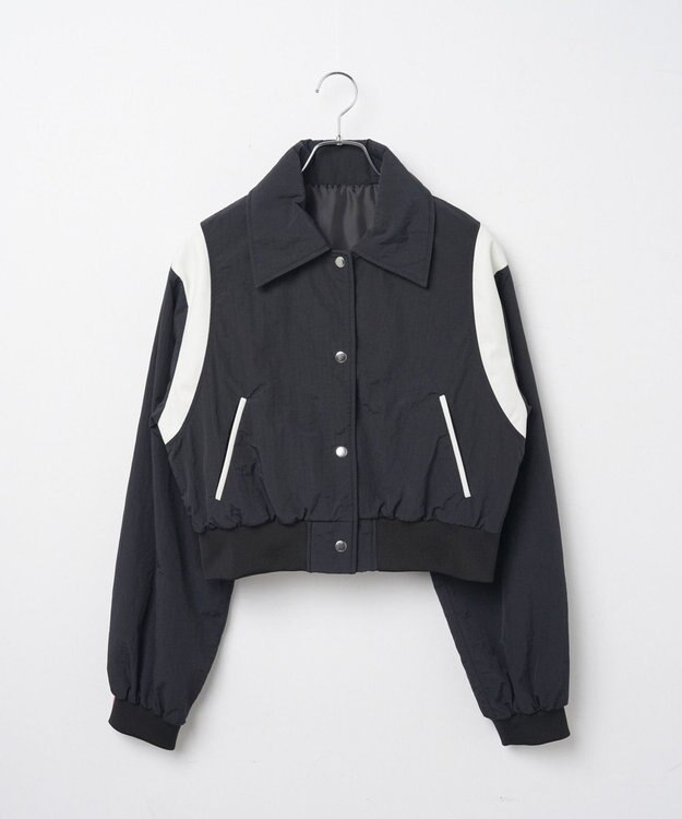 WEGO ナイロン切替ショートスタジャン ブラック