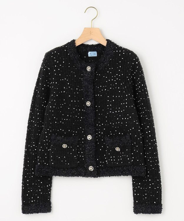 組曲 S 【組曲×setsuko sagittaire】サジテール釦ツイードニットジャケット ブラック系