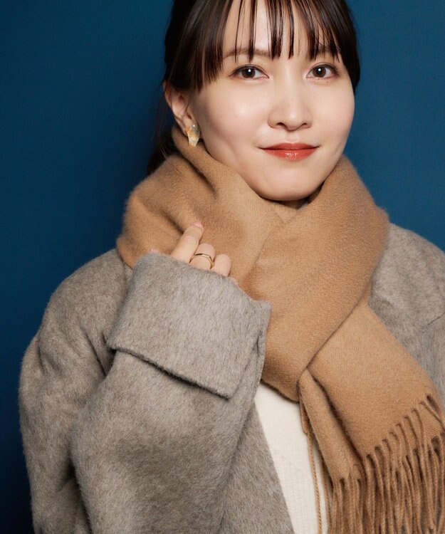 MOONBAT プラスムーンバット (+moonbat) カシミヤ100％無地ストール 洗える 190㎝×50㎝ キャメル