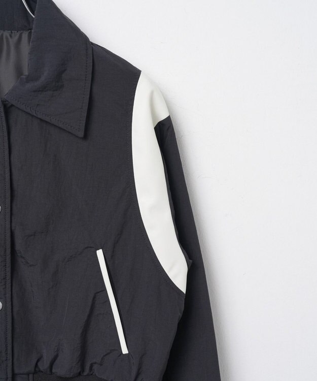WEGO ナイロン切替ショートスタジャン ブラック