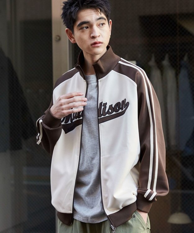 WEGO 【ユニセックス着用ITEM】ラグランライントラックジャケット ブラウン