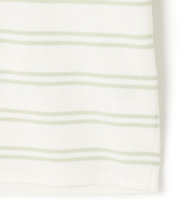 ICB 【洗える】 ハイブリッドボーダー ニットプルオーバー クリアホワイト×メロン系