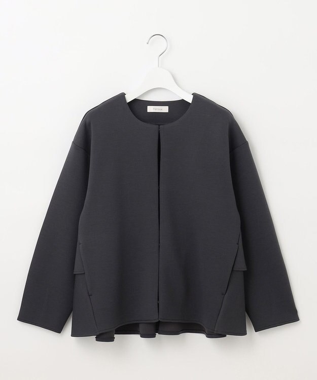 Feroux 【洗える】ダンボールフリル ジャケット グレー系