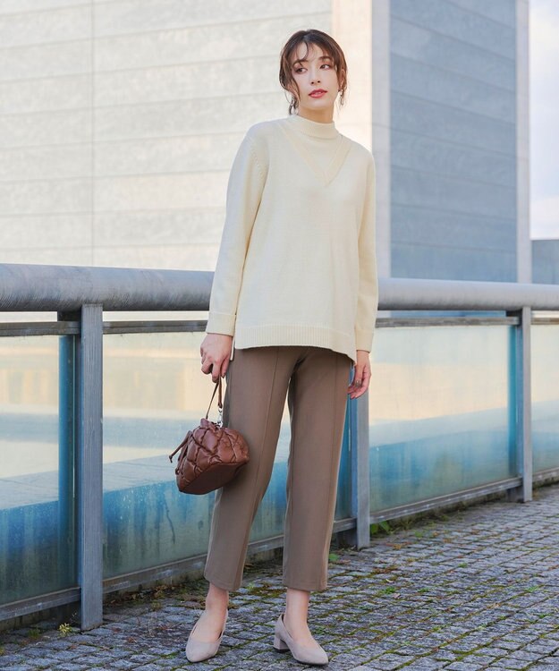 Tiaclasse L 【洗える】重ね着風ニットトップス エクリュ