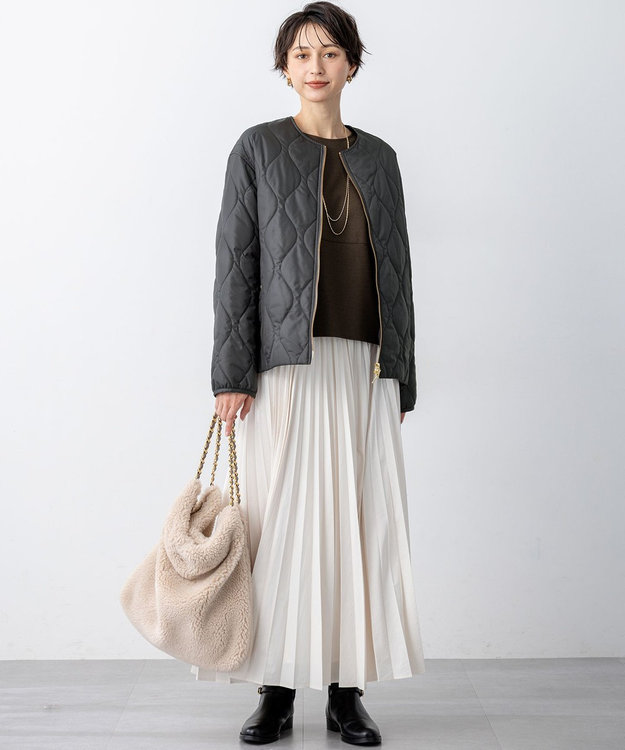 23区 中綿パディング コンパクト アウター ダークグレー系