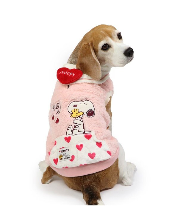 PET PARADISE スヌーピー ポケット付きベスト 《ハート柄》 中型犬 ピンク（濃）