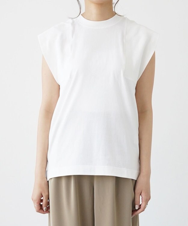 HAAG スマイルコットン SLEEVELESS SHIRTS ノースリーブカットソー ホワイト