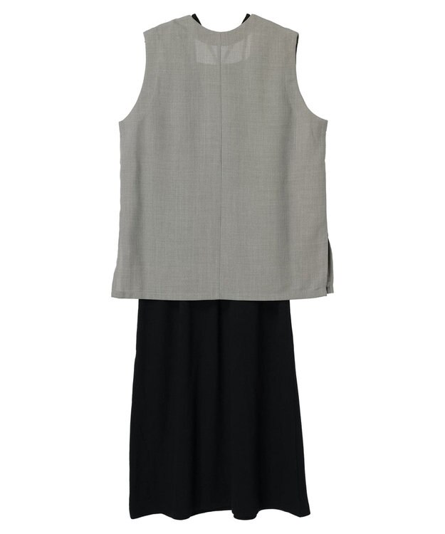 Green Parks ＳＥＴ２点ベスト＋マルチストラップワンピース Gray