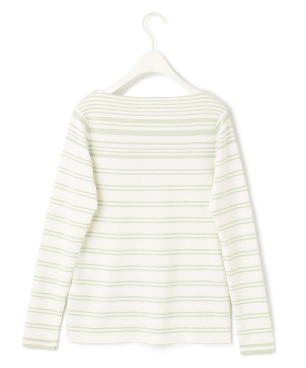 ICB 【洗える】 ハイブリッドボーダー ニットプルオーバー クリアホワイト×メロン系