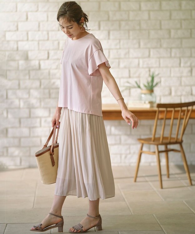 組曲 L 【WEB限定】シアープリーツライクシフォン パンツ ベージュ系