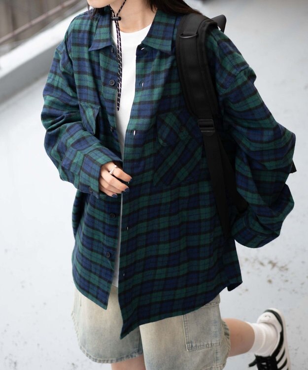 WEGO 【ユニセックス着用ITEM/SMLサイズ展開】チェックネルシャツ 柄7