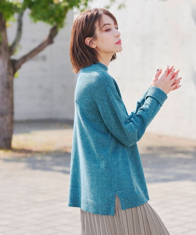 Tiaclasse L 【洗える】重ね着風ニットトップス ターコイズ