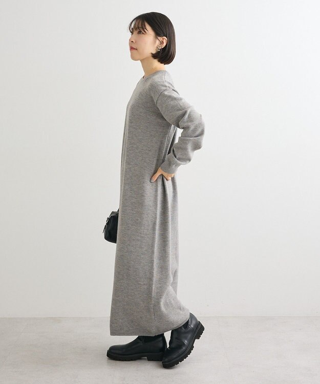 Green Parks ＳＥＴ２点ケーブルベスト＋ニットワンピース Gray