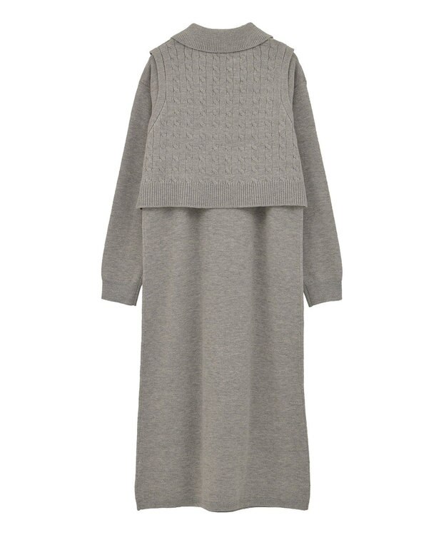 Green Parks ＳＥＴ２点ケーブルベスト＋ニットワンピース Gray