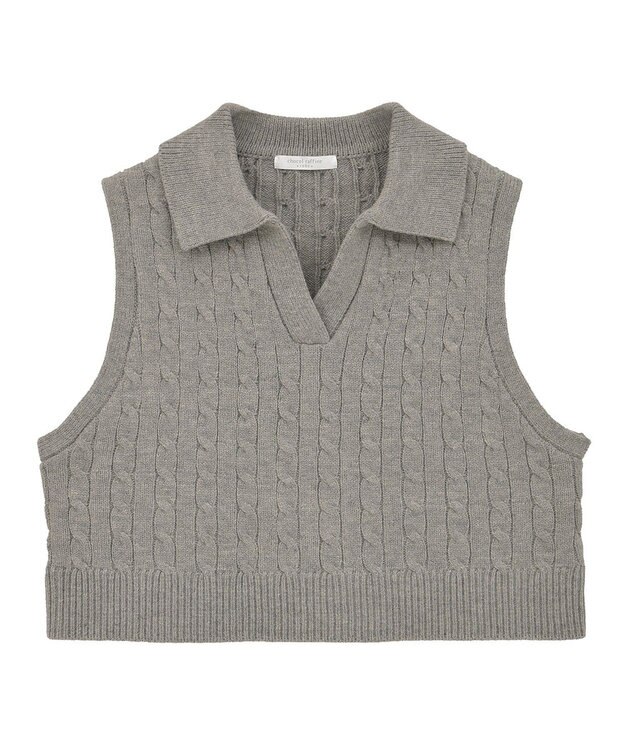 Green Parks ＳＥＴ２点ケーブルベスト＋ニットワンピース Gray