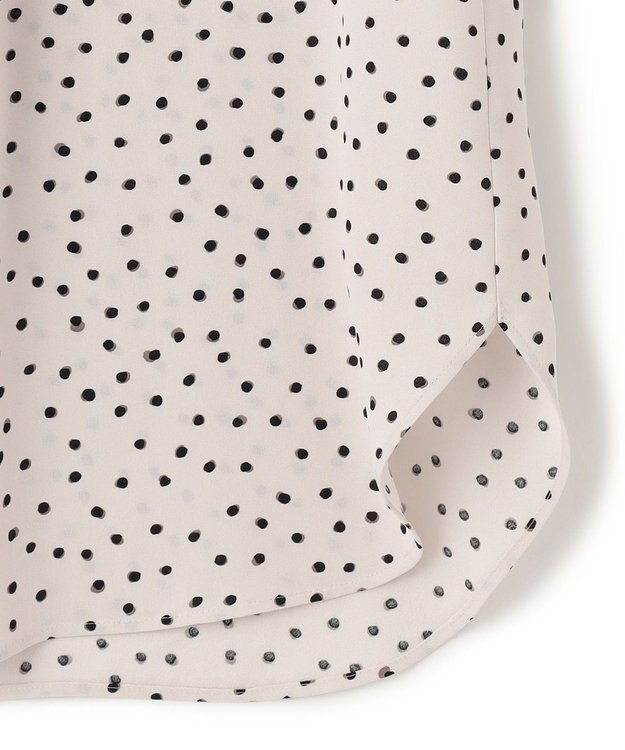 23区 【セットアップ対応/洗える】バックサテンアムンゼン ドットプリント ブラウス ベージュ×ブラックドット