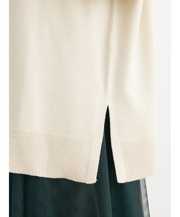 Green Parks もちやわ　ボートネックニットチュニック Light Beige