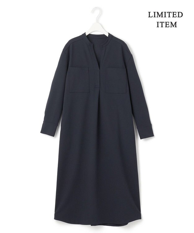 ICB 【WEB限定・洗える】ジョーゼットダブルジャージー ワンピース ネイビー系