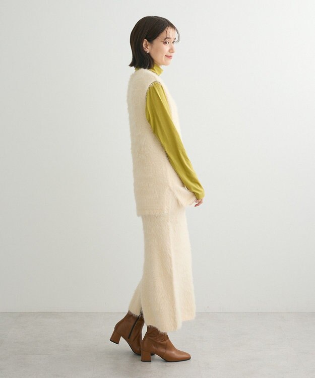 Green Parks ・Ｐｅｔｉｔ　Ｆｌｅｕｒ　シャギーＶネックベスト Ivory