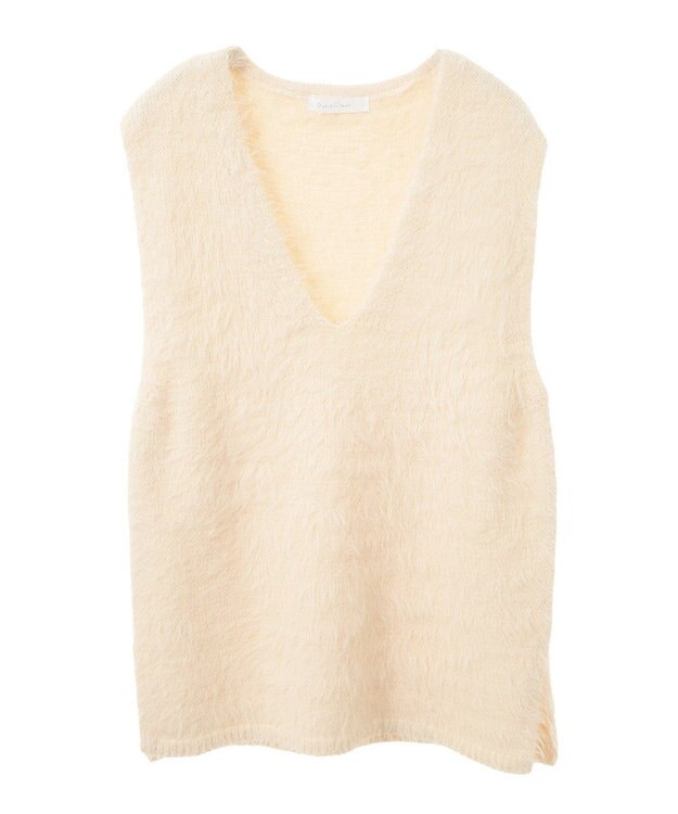 Green Parks ・Ｐｅｔｉｔ　Ｆｌｅｕｒ　シャギーＶネックベスト Ivory
