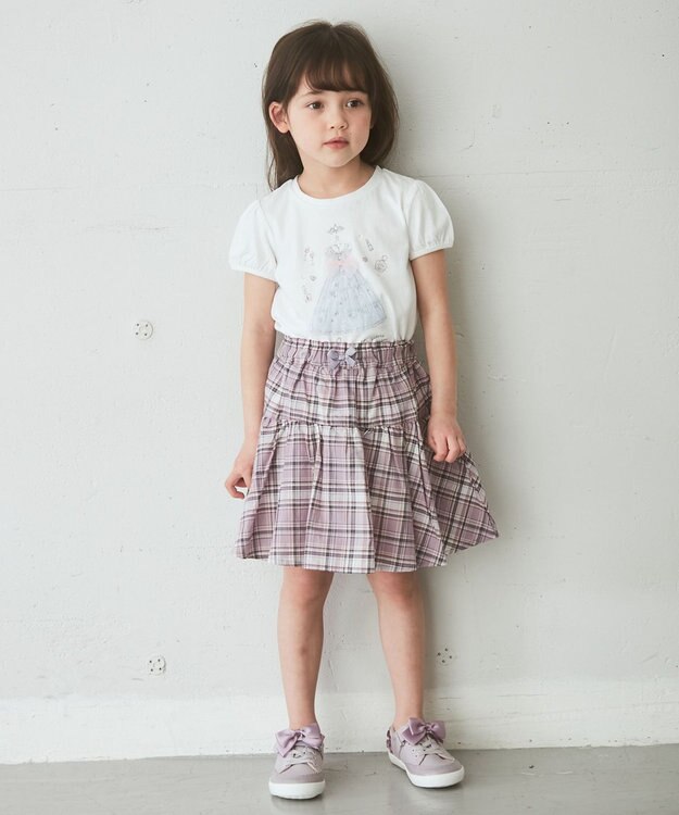 ANY KIDS 総柄スカパン ピンク系×チェック