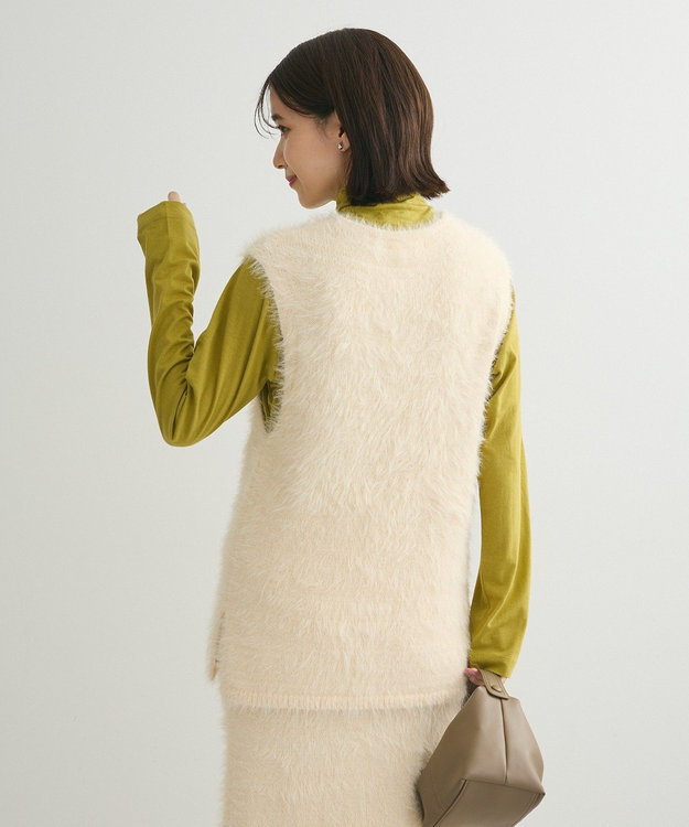 Green Parks ・Ｐｅｔｉｔ　Ｆｌｅｕｒ　シャギーＶネックベスト Ivory
