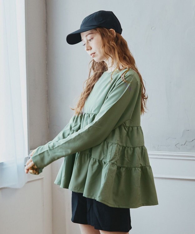 San-ai Resort（三愛水着楽園） 【WEB限定】5点セット キャップ付きUVカットタンキニ+ティアードラッシュセット水着【BeachQueen(ビーチクイーン）】 カーキー