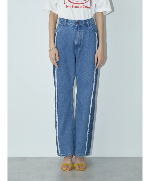 earth music&ecology Ｌｅｅ×ｅ．ｍ．ａ．ｅ　切替デニムフレアパンツ Indigo