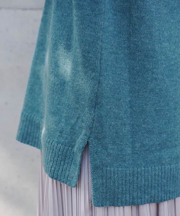 Tiaclasse L 【洗える】重ね着風ニットトップス ターコイズ