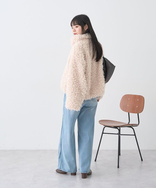 earth music&ecology プードルファーショートブルゾン Cream