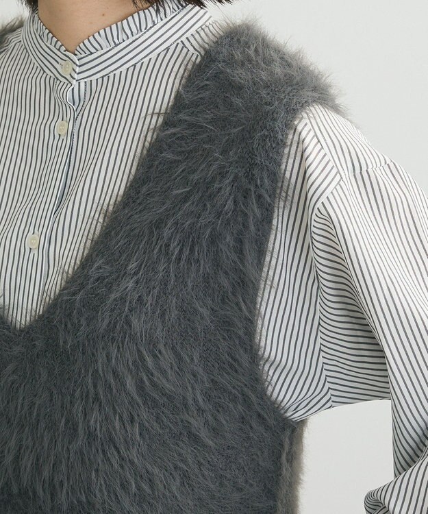 Green Parks ・Ｐｅｔｉｔ　Ｆｌｅｕｒ　シャギーＶネックベスト Charcoal Gray