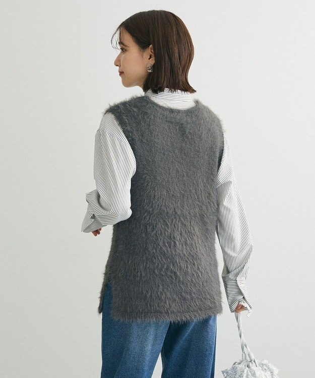 Green Parks ・Ｐｅｔｉｔ　Ｆｌｅｕｒ　シャギーＶネックベスト Charcoal Gray