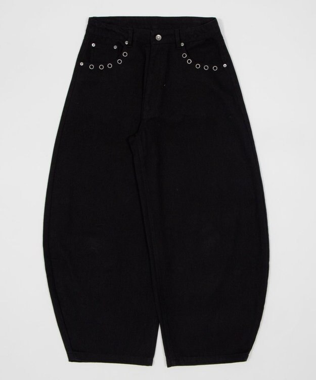 WEGO 【ユニセックス着用ITEM】ハトメバッククロスモチーフパンツ ブラック