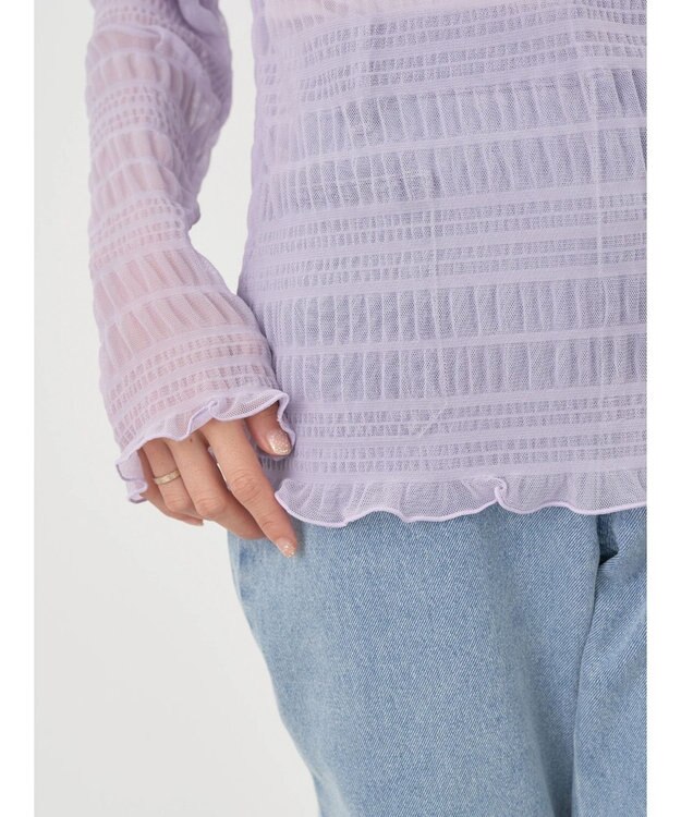 earth music&ecology ジャガードシャーリングシアートップス Lavender